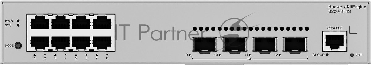Коммутатор Huawei S220-8T4S, 8×1 Гбит/с + 4×1 Гбит/с SFP, управляемый