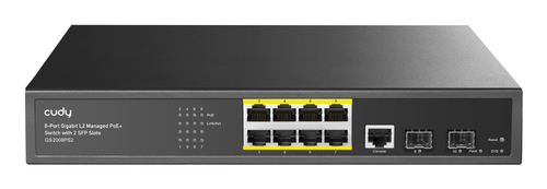Коммутатор CUDY 8-Port Layer 2 Managed Gigabit PoE+ Switch with 2 Gigabit SFP Slots 120W Layer 2 Managed 8 Ports 10/100/1000M PoE Switch, 1-8 Port support POE(802.3at/af) ,with 2 Gigabit SFP ports + 1 Managed Port, IEEE 802.3af/at Standard, Each Port Max support 30W,Support QOS, STP/RSTP/MSTP?IGMP?SNMP?WEB?VLAN?EtherChanne?IGMP Snooping?DHCPR (GS2008PS2)