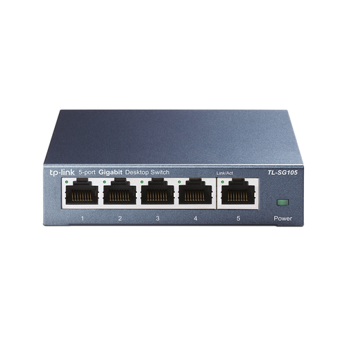 Коммутатор TP-LINK TL-SG105 5-портовый настольный гигабитный коммутатор, 5 портов RJ45 10/100/1000 Мбит/с, металлический корпус, {36} (021146)