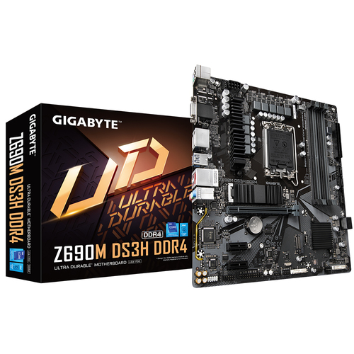 Материнская плата Gigabyte OEM Z690M DS3H DDR4, Socket 1700, Intel®Z690, 4xDDR4-3200, D-SUB+HDMI+DP+DP, 1xPCI-Ex16, 2xPCI-Ex1, 4xSATA3(RAID 0/1/5/10), 2xM.2, 8Ch Audio, 2,5GbLan, (2+4)xUSB2.0, (3+2)xUSB3.2, (1+0)xUSB3.2 Type-C™, 1xPS/2, mATX, RTL (830625) oem