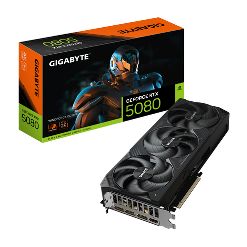 Видеокарта Gigabyte PCI-E 5.0 GV-N5080WF3OC-16GD 1.0 NVIDIA GeForce RTX 5080 16Gb 256bit GDDR7 2670/30000 HDMIx1 DPx3 HDCP Ret