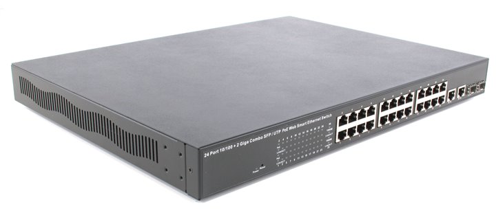 MultiCo (EW-P72424IW) Управляемый коммутатор (24UTP  10,100Mbps  PoE +2Combo  1000BASE-T,SFP)