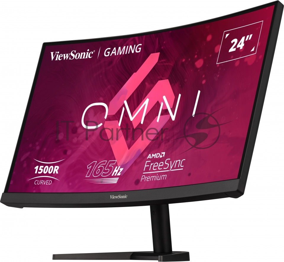Монитор 23.6" Viewsonic VX2468-PC-MHD VA 1920x1080, 165 Гц, 1 мс, 16:9, 250 кд/м2, 2xHDMI, 1xDP, выход на наушники, изогнутый, черный