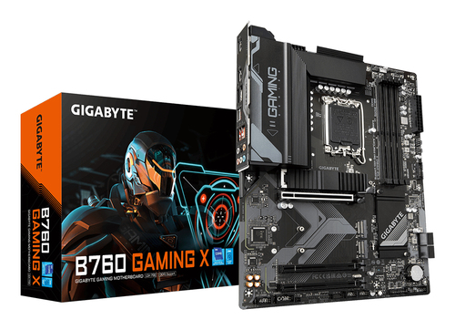 Материнская плата Gigabyte B760 GAMING X, LGA 1700, Intel B760, 4xDDR5, 4xSATA, 3xM.2, 1xPCI-E 4.0 x16, 2xPCI-E 3.0 x1, 1xHDMI, 1xDP, 1x 2.5Gb LAN, 1xUSB 3.2 Gen 2, 1xUSB 3.2 Gen 1, 5xUSB 2.0, 6x3.5 мм, 7.1, ATX