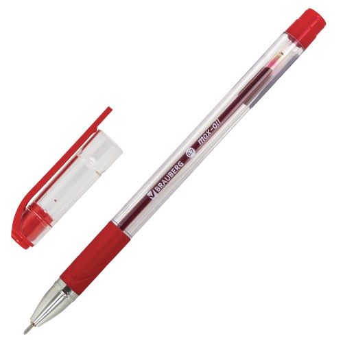 Ручка шариковая Brauberg Max-Oil, игольчатая 0.7мм, красная