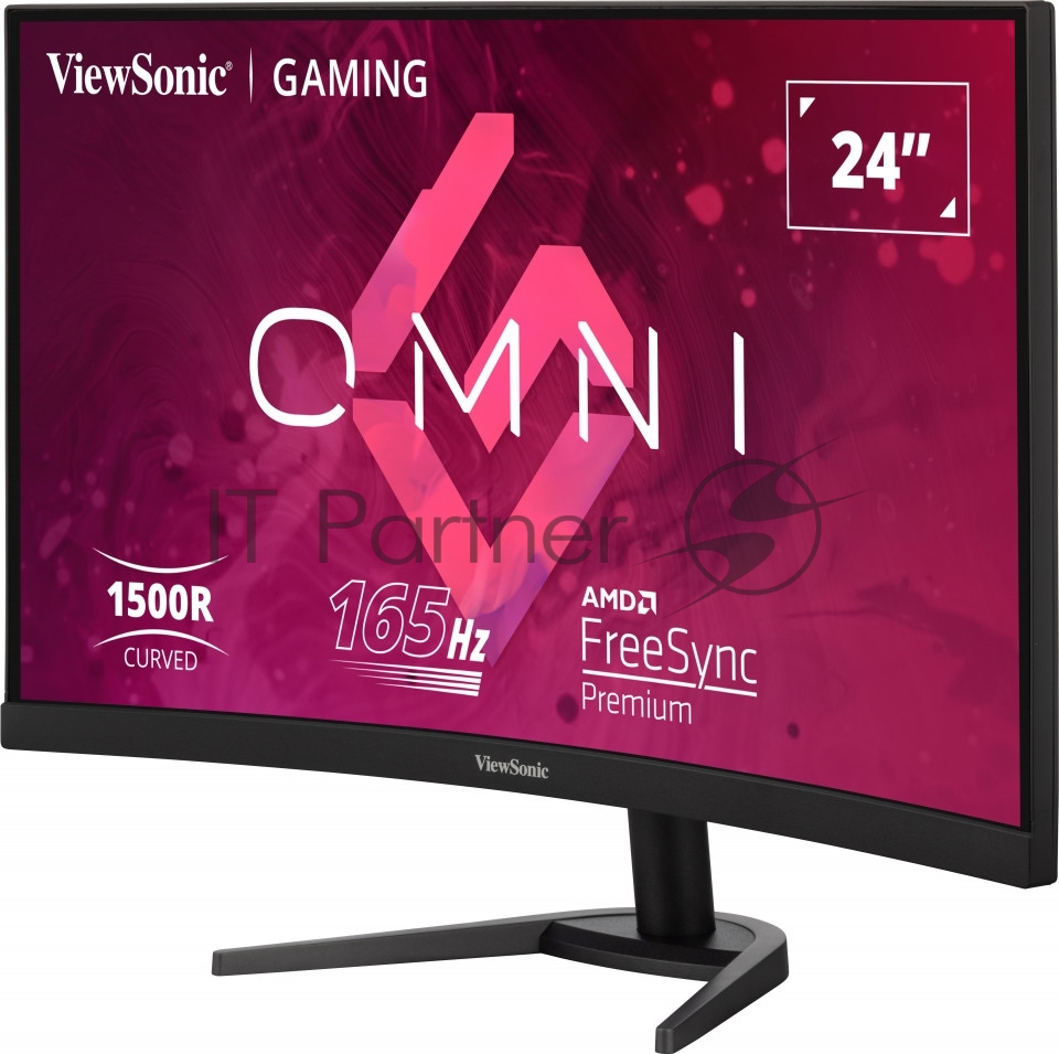 Монитор 23.6" Viewsonic VX2468-PC-MHD VA 1920x1080, 165 Гц, 1 мс, 16:9, 250 кд/м2, 2xHDMI, 1xDP, выход на наушники, изогнутый, черный