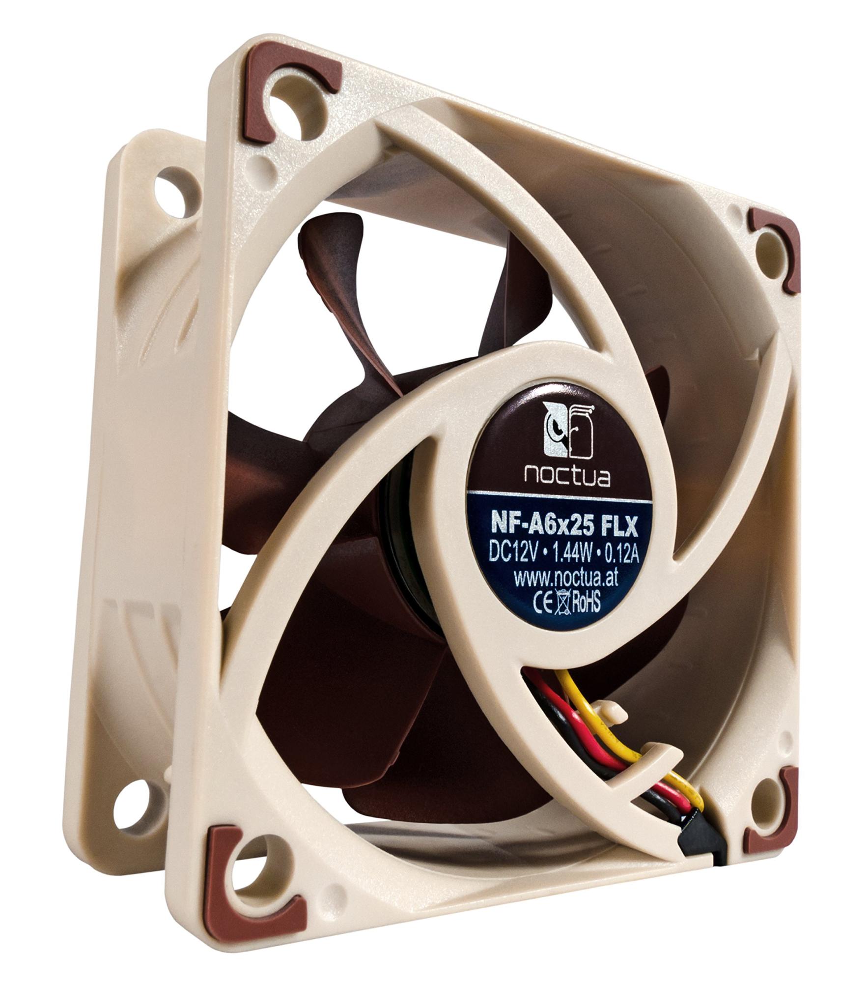 Кулер для корпуса/ Case Cooler Noctua NF-A6x25 FLX (60x60x25mm, 3-pin, 17.19CFM, 19.3dBA, 3000RPM, Beige/Brown)