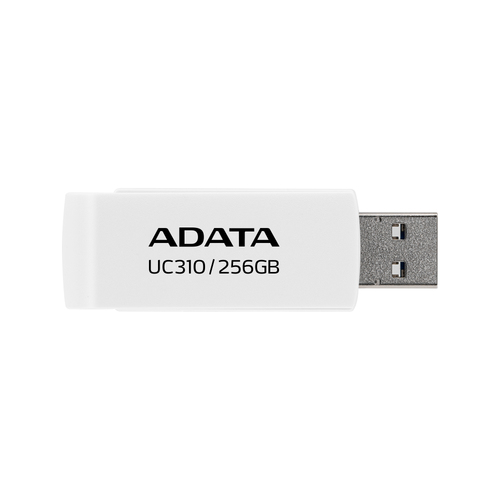 USB накопитель ADATA - UC310, USB Type A (USB 3.2 Gen 1), 256 ГБ, read speed-100MB/s, цвет белый, UC310-256G-RWH
