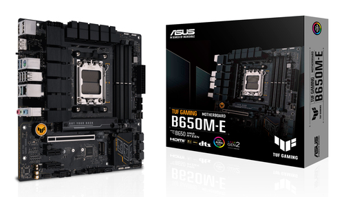 Материнская плата ASUS TUF GAMING B650M-E, AM5, AMD B650, 4xDDR5, 4xSATA, 2xM.2, 1xPCIe 4.0 x16, 2xPCIe x1, 2xDP, 1xHDMI, 1x 2.5Gb LAN, 1xUSB-A 3.2 Gen 2, 2xUSB-A 3.2 Gen 1, 4xUSB 2.0, 1xUSB-C 3.2 Gen 2, 3x3.5 мм, 7.1, mATX