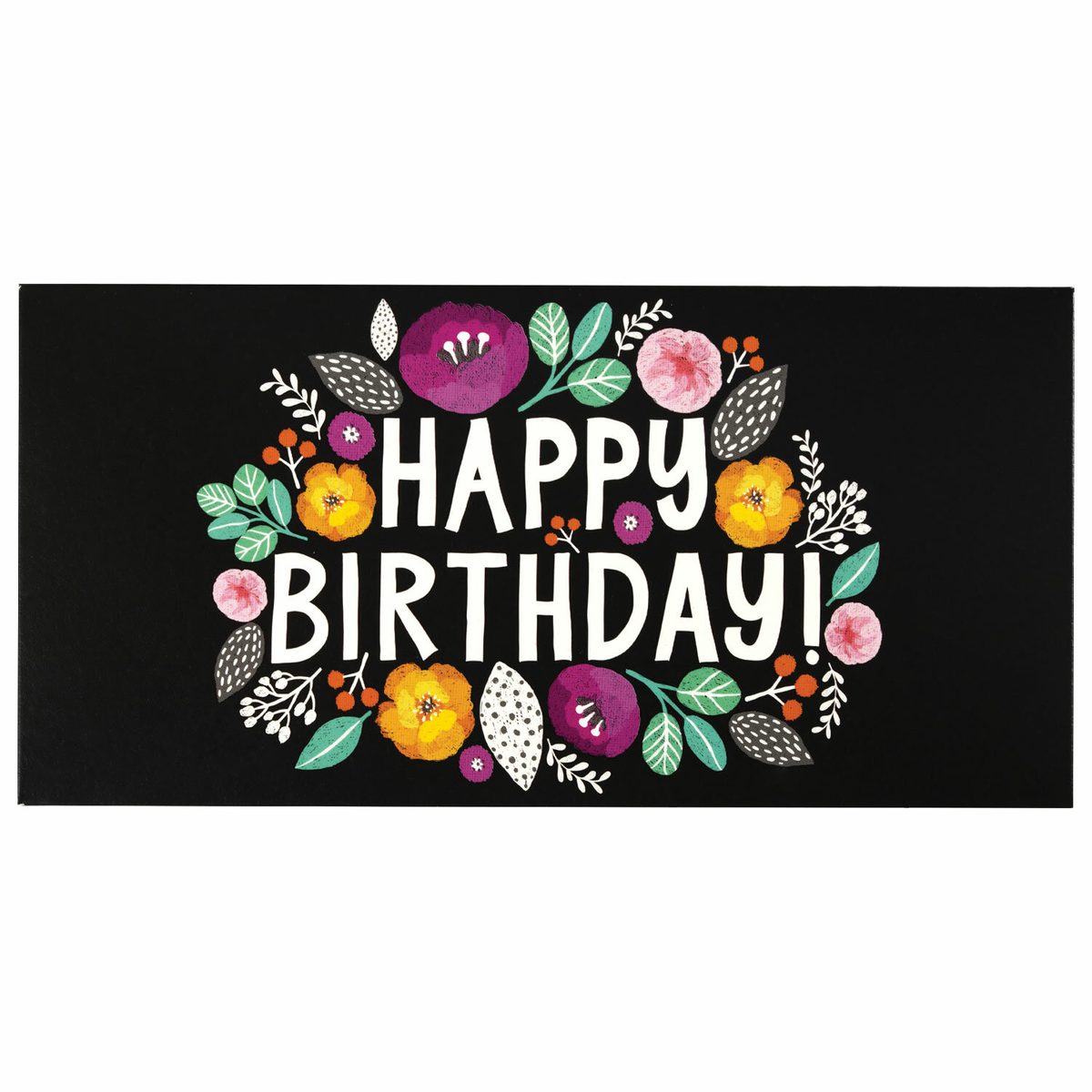 Конверт для денег Золотая Сказка "Happy Birthday!", Цветы, 166х82мм, выборочный лак (113748), 400шт.