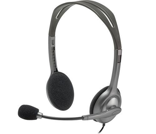 Наушники Logitech - H110, Стерео, 2x3.5 мм, проводной, 20 Гц - 20 кГц, 100 Гц - 16 кГц, цвет серый, 981-000472