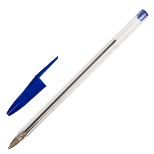 Ручка шариковая Staff Basic Budget BP-02, письмо 500 м, синяя длина корпуса 13,5 см, линия письма 0,