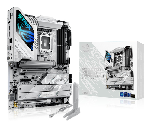 Материнская плата ASUS ROG STRIX Z890-A GAMING WIFI, LGA 1851, Intel Z890, 4xDDR5, 4xSATA, 5xM.2, 1xPCIe 4.0 x16, 1xPCIe 5.0 x16, 1xHDMI, 1xDP, 1x 2.5Gb LAN, 2xUSB-A 3.2 Gen 1, 5xUSB-A 3.2 Gen 2, 1xUSB-C 3.2 Gen 2, 2xThunderbolt 4, 2x3.5 мм, 7.1, ATX