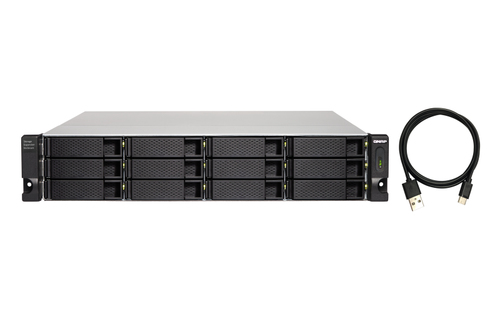 Полка расширения сетевого хранилища без дисков/ SMB QNAP TL-R1200C-RP USB 3.2 Gen 2 Type-C JBOD storage enclosure, 12-tray 3,5"/2,5" w/o HDD, 2xPSU. Rackmount. W/o rail kit RAIL-B02