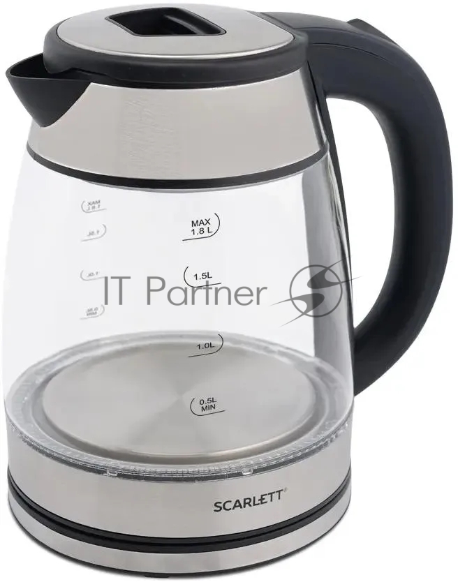 Чайник электрический Scarlett SC-EK27G40, 1800Вт, 1.8л, серебристый/черный