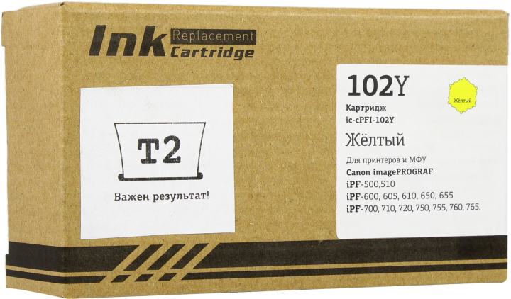 Картридж T2 ic-cPFI-102Y Yellow для  Canon  iPF500/600/605/610/710/720