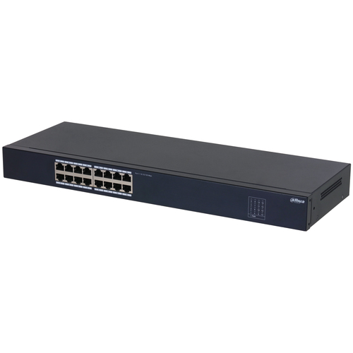 DAHUA DH-SF1016 16-портовый неуправляемый коммутатор, 16xRJ45 100Mb, коммутация 3.2  Гбит/с,  MAC-таблица  8К, металл