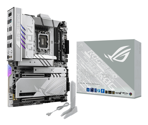 Материнская плата ASUS ROG MAXIMUS Z890 APEX, LGA 1851, Intel Z890, 2xDDR5, 4xSATA, 4xM.2, 1xPCIe 5.0 x16, 1xPCIe 5.0 x8, 2xUSB-C Thunderbolt 4, 1xUSB-C 20Gbps, 4xUSB-A 10Gbps, 4xUSB-A 5Gbps, 1x 5Gb LAN, 2x3.5 мм, 7.1, ATX