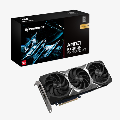 Видеокарта Acer AMD Radeon RX 9070 XT Predator BiFrost OC, 16 GB GDDR6, 256 bit, 3xDisplayPort, HDMI, GPU 1660 MHz