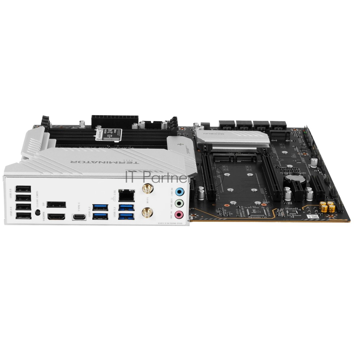 Материнская плата Maxsun MS-Terminator Z790-A WIFI, LGA1700, Intel Z790, 4xDDR5, 4xSATA, 4xPCIe 4.0 x4 M.2, 1xPCIe 5.0 x16, 1xPCIe 4.0 x16, 1xPCIe x4, 2xPCIe x1, 1xHDMI, 1xDisplayPort, 1x 2.5Gb LAN, 1xUSB 3.2 Gen2 Type-C, 4xUSB 3.2 Gen1, 4xUSB 2.0, 3x3.5 мм, 7.1, ATX