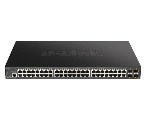 D-Link DGS-1250-52XMP/RU/A1A Управляемый L3 коммутатор с 48 портами 10/100/1000Base-T и 4 портами 10GBase-X SFP+ (48 портов PoE 802.3af/at, PoE бюджет 370 Вт)