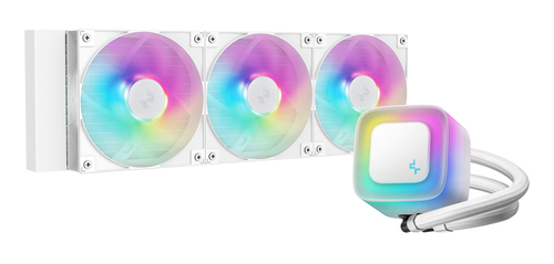 R-LE360-WHAMMN-G-2 - Кулер с водяным охлаждением, Deepcool, LE360 WH V2 R-LE360-WHAMMN-G-2, Intel 1851/1700/1200/115х и AMD AM5/AM4/, TDP 300W, 3*120мм ARGB, 500-2100 RPM±10%, 75.89CFM, 31,6 dB(A), Белый