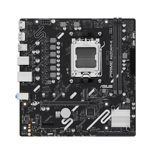 Материнская плата ASUS PRIME A620AM-K, AM5, A620A, 2*DDR5, 4*SATA, 1*M.2, 4*USB 3.2, 2*USB 2.0, 1*PCIx16, 1*PCIx1, DP+HDMI, mATX;
