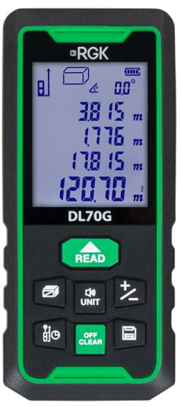 Лазерный дальномер RGK DL70G 2кл.лаз. 535нм цв.луч.  зеленый  (778183)
