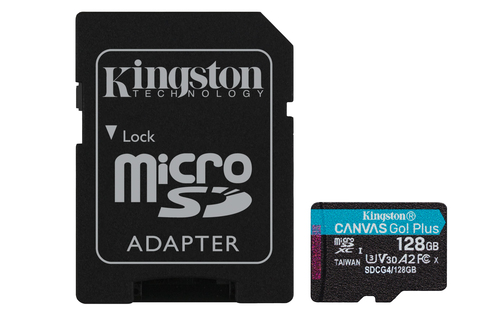 Карта памяти Kingston - Canvas Go! Plus, microSDXC, Class 10, 128GB, microSD -> SD адаптер, SDCG4/128GB