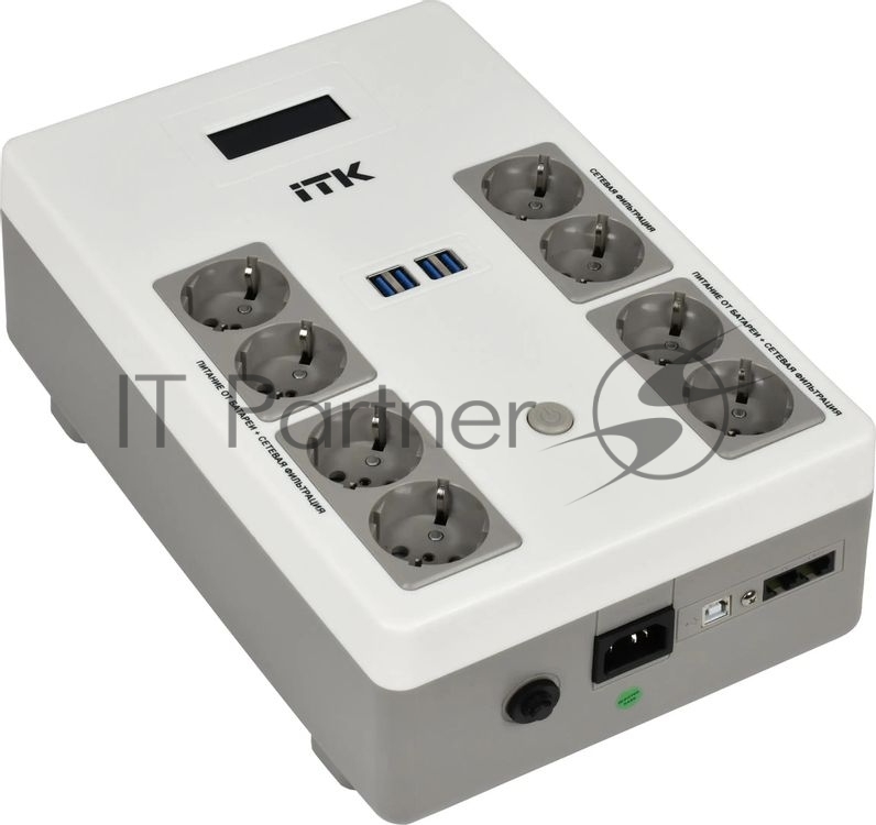 Источник бесперебойного питания ITK Electra EST8-800VA-1-001 / 800 ВА / 480Вт / 8 x CEE 7 (евророзетка)