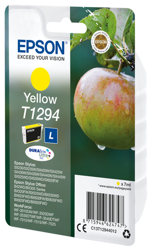 EPSON C13T12944011/4010/4012 Картридж для SX420W, SX425W, SX525WD, SX620FW, BX305F, BX305FW, BX320FW, BX525WD, BX625FWD, желтый, L (cons ink)