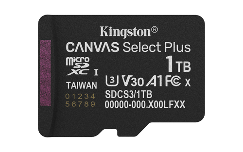 Карта памяти Micro SDXC 1TB Kingston Canvas Select Plus UHS-I U3 Class 10 SDCS3/1TBSP без адаптера