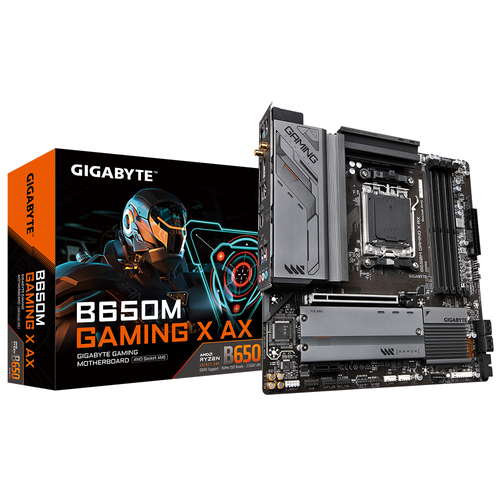Gigabyte B650M GAMING X AX {Socket AM5, AMD B650, 4xDDR5-5200, HDMI+DP+DP, 1xPCI-Ex16, 1xPCI-Ex1, 4xSATA3(RAID 0/1/10), 2xM.2, 8 Ch Audio, 2.5GLan, WiFi, (4+4)xUSB2.0, (3+2)xUSB3.2, (1+1)xUSB3.2 Type}