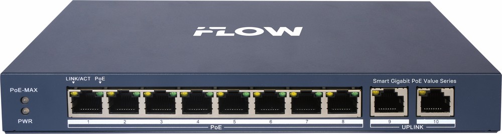 Коммутатор iFlow F-SW-EM610POE-VM/L, L2, 8×GbE PoE, 2×uplink, PoE 60 Вт
