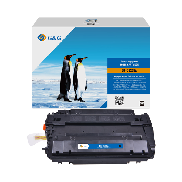 Картридж G&G GG-CE255A черный (6000стр.) для HP LJ Enterprise MFP M525c/P3015n/LJ Pro M521dn MFP/M521dw MFP (незначительное повреждение коробки)