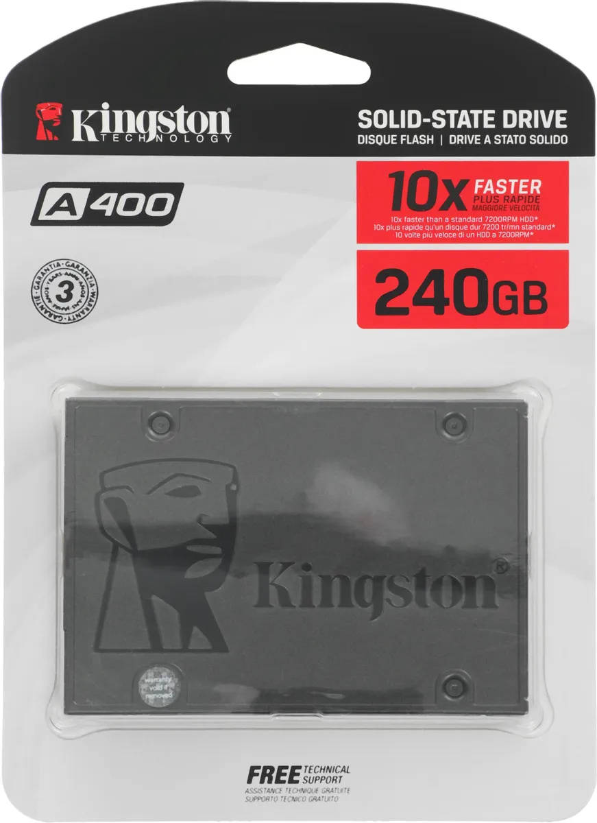 Kingston Твердотельный накопитель SSD 240GB SA400S37/240G 2.5" 7mm, SATA3, 3D TLC
