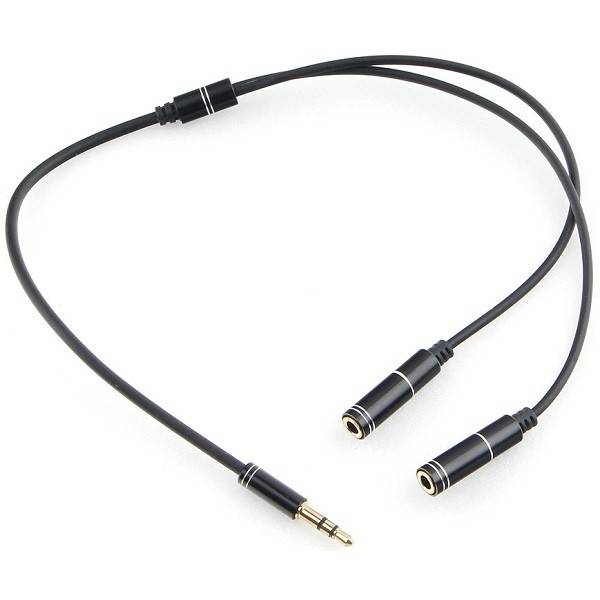 Gembird Кабель аудио разветвитель Cablexpert CCAB-02-35MY-0.2MB  3.5 джек , черный, 0.2м, блистер