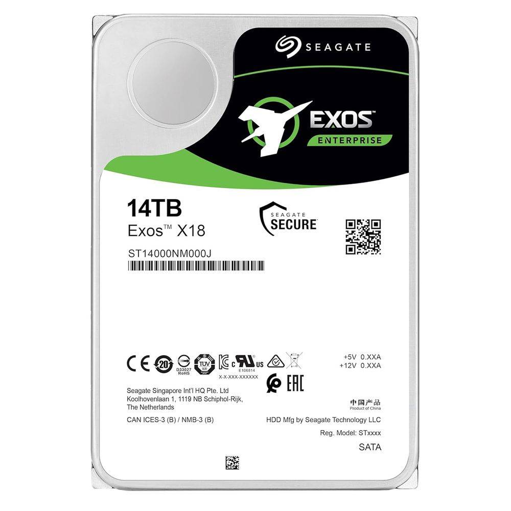Seagate Жесткий диск серверный 3.5" 14TB Exos X18 ST14000NM000J SATA 6Gb/s, 7200rpm, 256MB