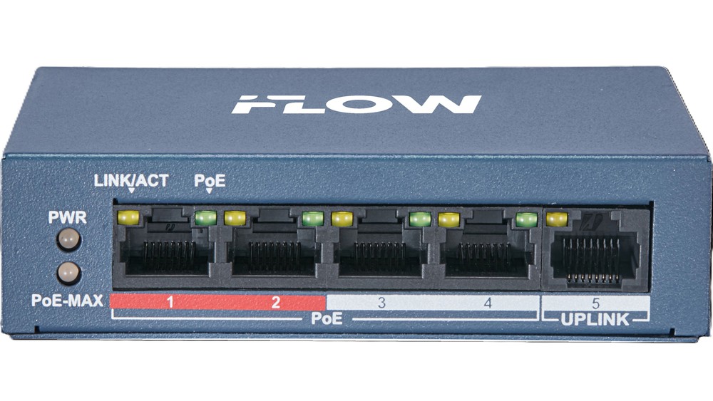 Коммутатор iFlow F-SW-EU205POE-V/L, неуправляемый, 4×FE PoE, 1×Uplink, 35W