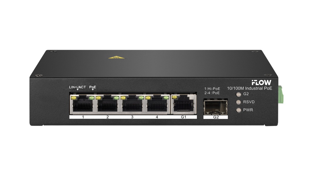 Коммутатор IFLOW F-SW-IU406HPOE, 4×PoE, 1×GbE RJ45, 1×SFP, 110 Вт