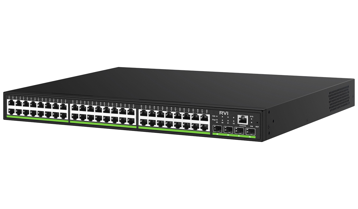 Коммутатор RVI RVi-1NSM48G-4SP, L3, 48xPoE, 4xSFP+, 740W