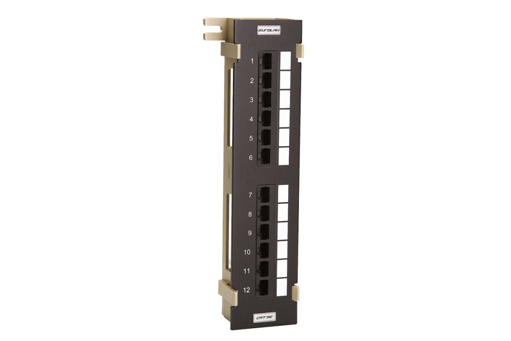 Патч-панель Eurolan 27D-U5-12BL, 12×RJ45, кат.5e, неэкр., чёрная