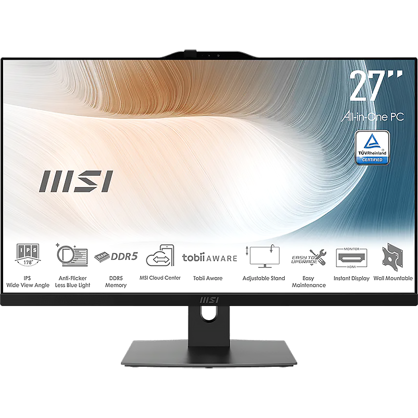 Моноблок MSI Modern AM242P 1MA-2435XRU 23.8"(1920x1080 IPS)/Intel Core 3 100U(1.2Ghz)/16384Mb/500SSDGb/noDVD/Int:Intel® Graphics/Cam/BT/WiFi/war 1y/4.65kg/Black/noOS + Wireless KB+M