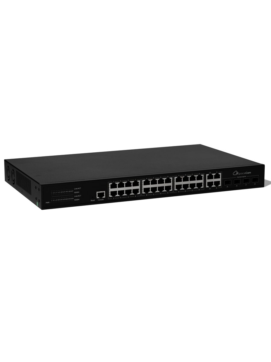 SpaceCam L2 коммутатор (SC-L2-24GP-285-4G(A)) 24 PoE 10/100/1000Мбит/с + 4 SFP 1000Мбит/с,285Вт