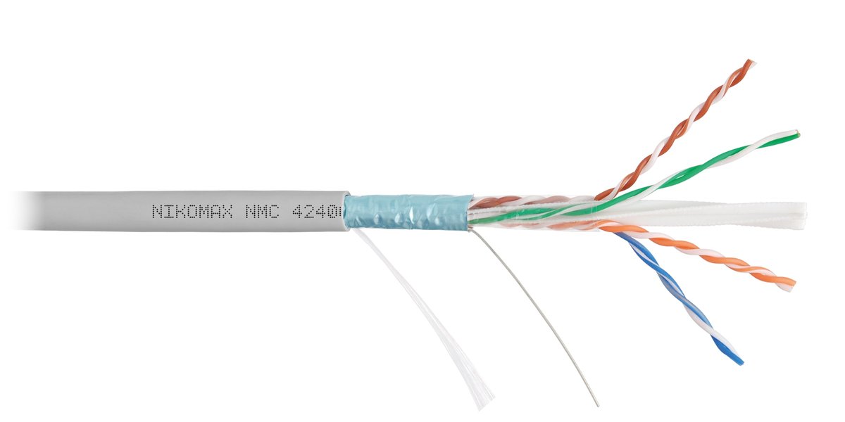 LAN F/UTP 4 пары, Кат.6 (Класс E), 250МГц, одножильный, BC (чистая медь), 23AWG (0,55мм), поливинилхлорид серый, 305м - гарантия: 5 лет / 15 лет системная