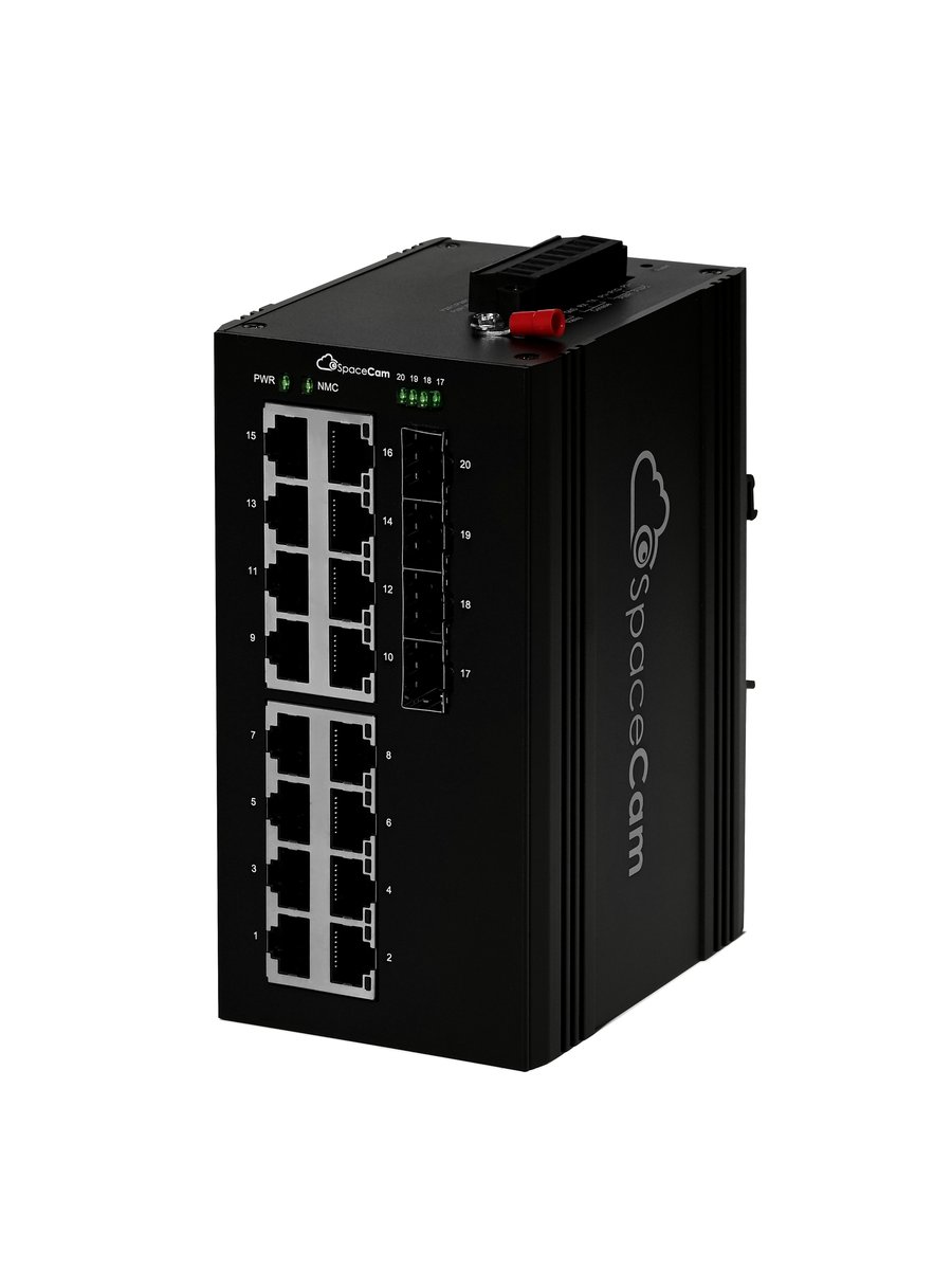 SpaceCam L2 пром.коммутатор (SC-I-L2-16GP-380-4G(A)) 16 PoE 10/100/1000Мбит/с + 4 SFP 1000Мбит/с,380Вт