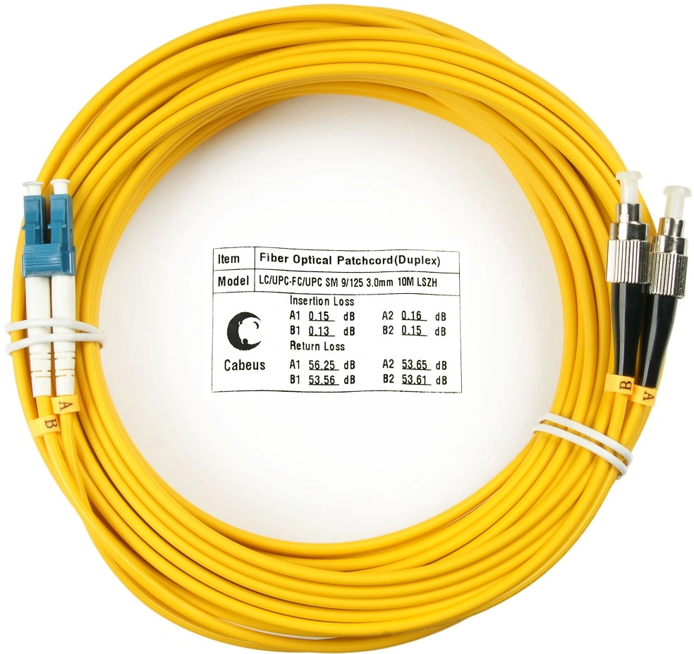 FOP(d)-9-LC-FC-10m Коммутационный шнур оптический Cabeus tight buffer Duplex LC/FC (UPC/UPC) OS2 9/125 LSZH D 3мм 10м цвет: жёлтый