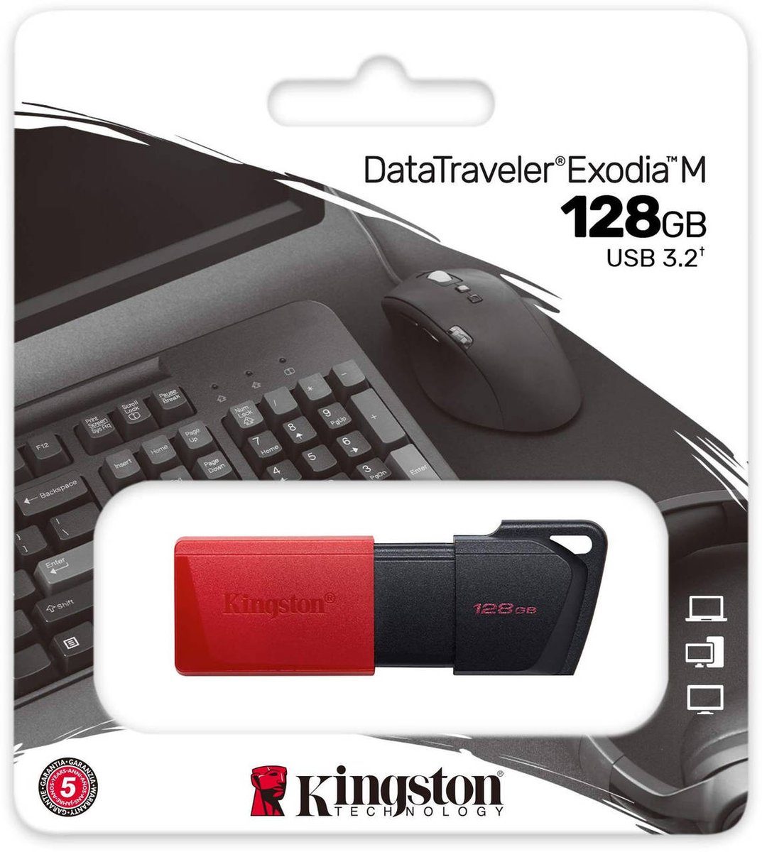 Kingston Флеш Диск 128GB DataTraveler Exodia M DTXM/128GB USB3.2 черный/красный