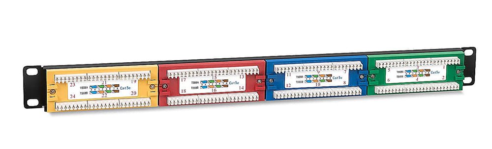 Cabeus PLCOL-24-Cat.5e-Dual IDC Патч-панель 19" (1U), 24 порта RJ-45, категория 5e, Dual IDC, угол портов 45 градусов, цветные блоки