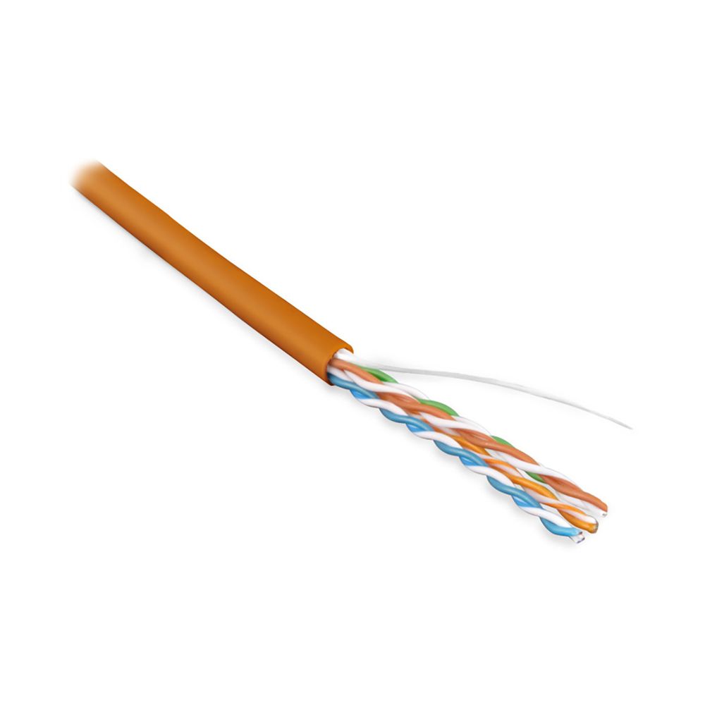 Кабель Hyperline UUTP4-C5E-S24-IN-LSZH-OR-305 (305м) витая пара, неэкранированный U/UTP, Кат.5e,4 пары 24 AWG, 4х2х0.51 мм однопроволочные жилы, LSZH, нг(А)-HF, внутренний -20°C – +75°C, оранжевый, системная гарантия 25 лет